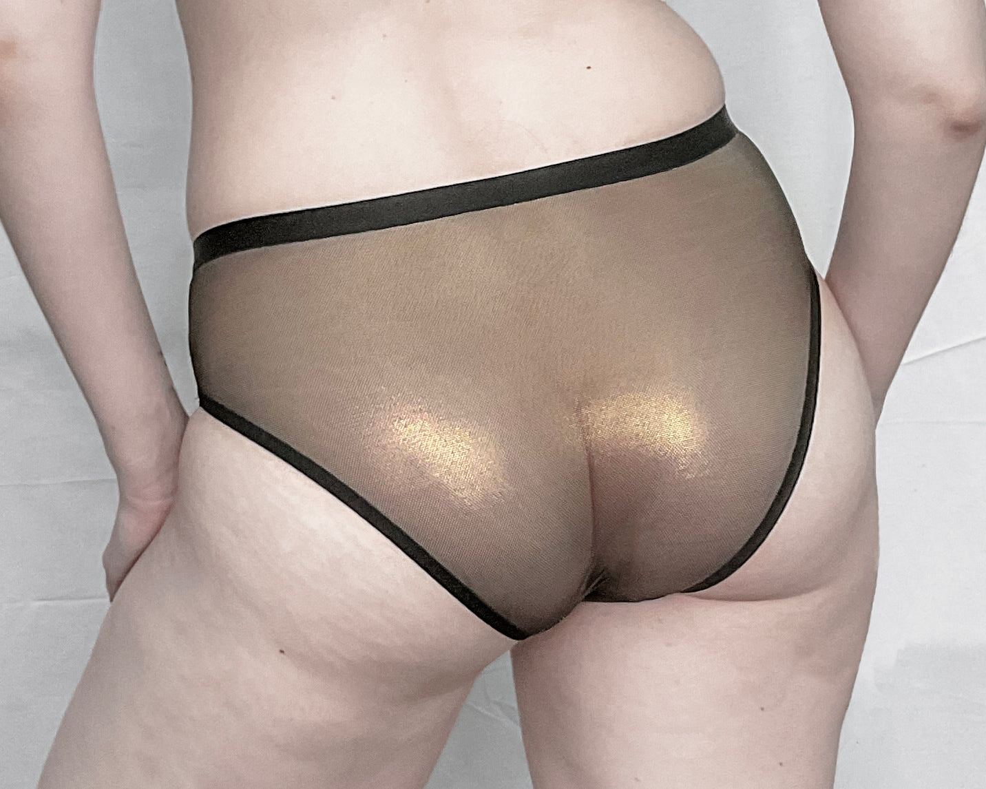 Gold Sheer Panty, Dark Minimalist Panty, Modern Goth Lingerie, Rave Clothing